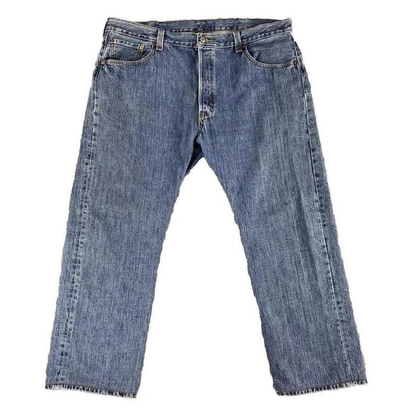 Levi's 501 Mens Jeans Button Fly Straight Leg Blue Size W40 L30 - Picture 1 of 4